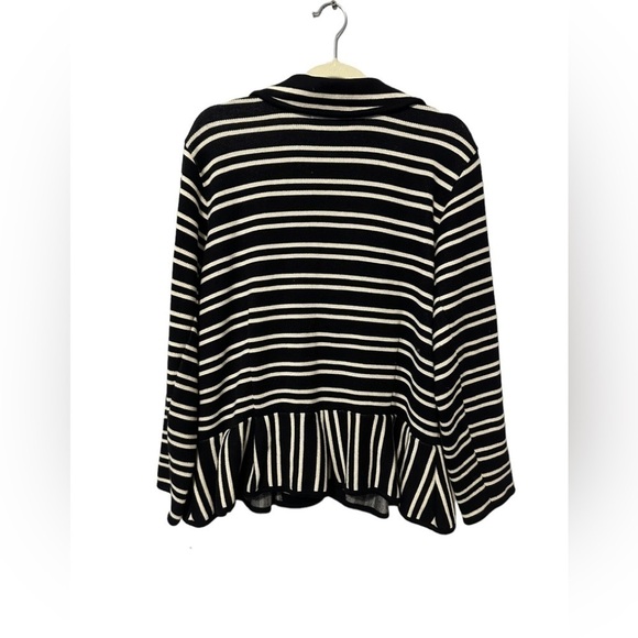 Style & Co NWT Striped Print Peplum Sweater Blazer Black White Size 1X - Picture 6 of 11